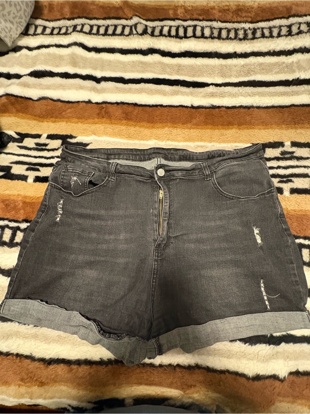 Women’s Charcoal Gray Distressed Denim Shorts